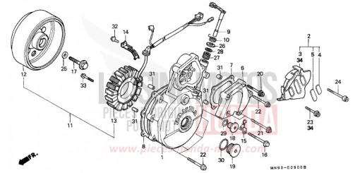 KURBELGEHAEUSEDECKEL, L./ GENERATOR NX650M de 1991